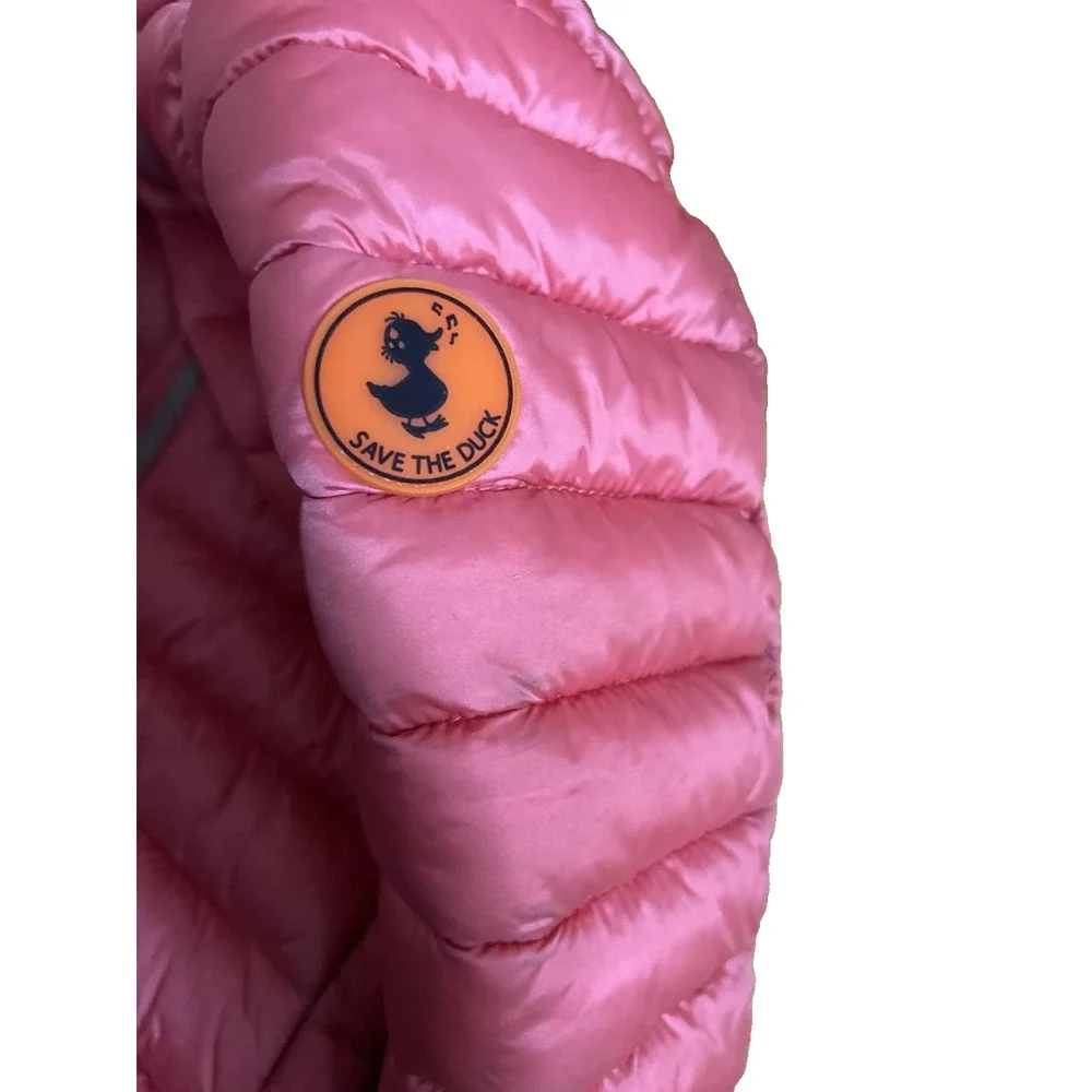Save The Duck Kids Shiny Hooded Puffer Jacket 2T Pink A001900